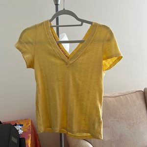 Yellow V-neck t-shirt